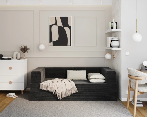 Sofa AVIO rozkładana, wymiary: 200x100x67,5 cm - 200x100 - SZTRUKS - Czarny