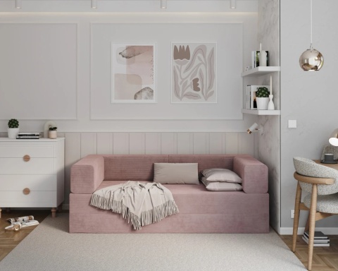 Sofa AVIO rozkładana, wymiary: 200x100x67,5 cm - 200x100 - SZTRUKS - Pudrowy róż