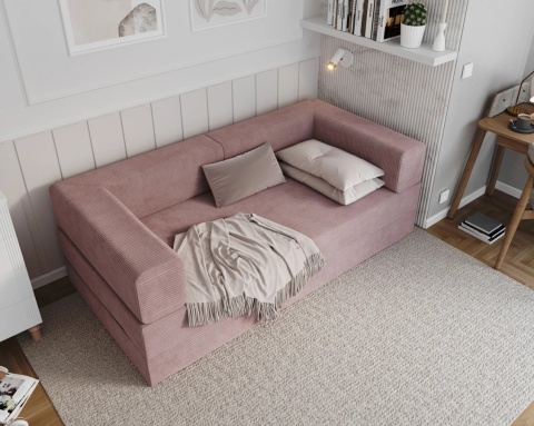 Sofa AVIO rozkładana, wymiary: 200x100x67,5 cm - 200x100 - SZTRUKS - Pudrowy róż