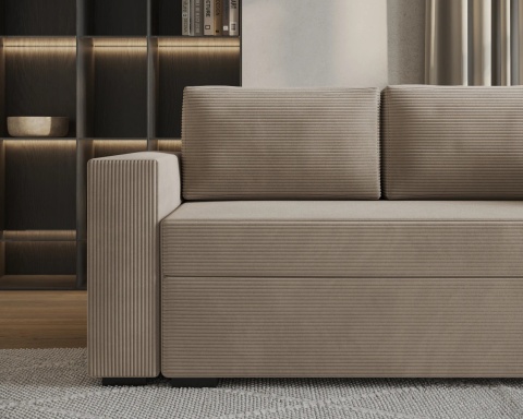 Sofa ELANO rozkładana, z poduszkami, tkanina: sztruks - 234x92 - SZTRUKS - Beż