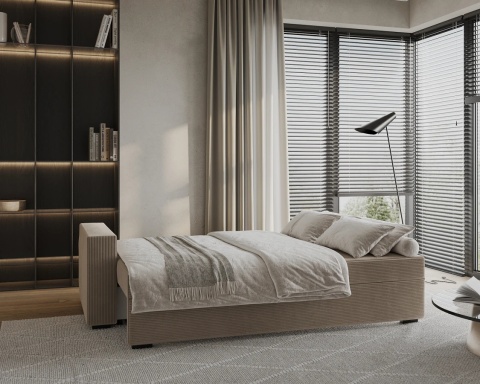 Sofa ELANO rozkładana, z poduszkami, tkanina: sztruks - 234x92 - SZTRUKS - Beż