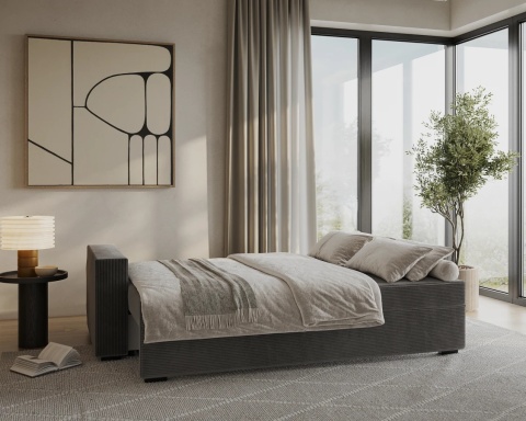Sofa ELANO rozkładana, z poduszkami, tkanina: sztruks - 234x92 - SZTRUKS - Granat