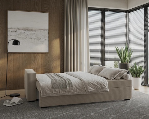 Sofa ELANO rozkładana, z poduszkami, tkanina: sztruks - 234x92 - SZTRUKS - Krem