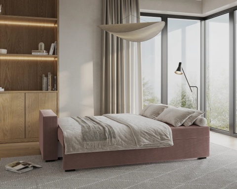Sofa ELANO rozkładana, z poduszkami, tkanina: sztruks - 234x92 - SZTRUKS - Pudrowy róż