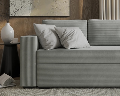 Sofa ELANO rozkładana, z poduszkami 234x92 SZTRUKS Szary
