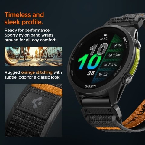 Spigen Athlex Air - Pasek do Garmin QuickFit 22 mm (Active Black / Orange)