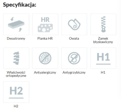Materac wysokoelastyczny H3 H2 Kaja i Tezeusz 180x200x15 Dormia
