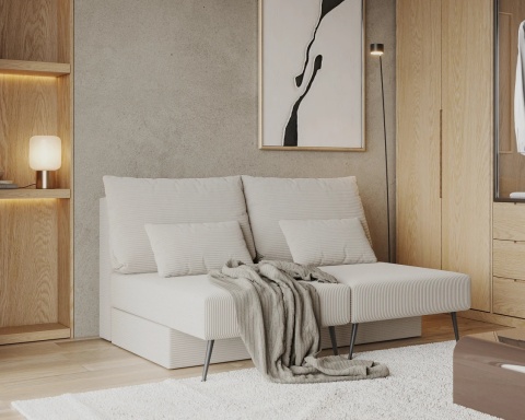 Narożnik modułowy MIRANO rozkładany, z poduszkami, tkanina sztruks - 240x103 - SZTRUKS - Beż