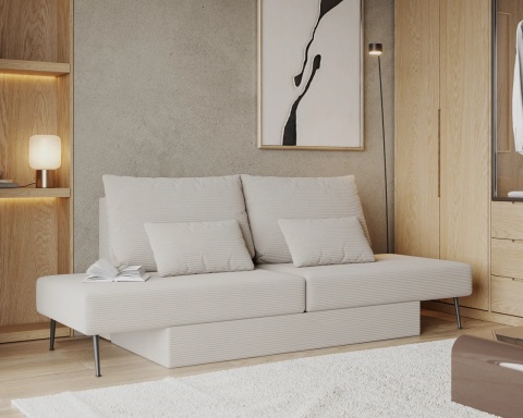 Narożnik modułowy MIRANO rozkładany, z poduszkami, tkanina sztruks - 240x103 - SZTRUKS - Beż