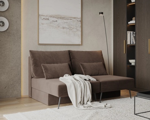 Narożnik modułowy MIRANO rozkładany, z poduszkami, tkanina sztruks - 240x103 - SZTRUKS - Brąz