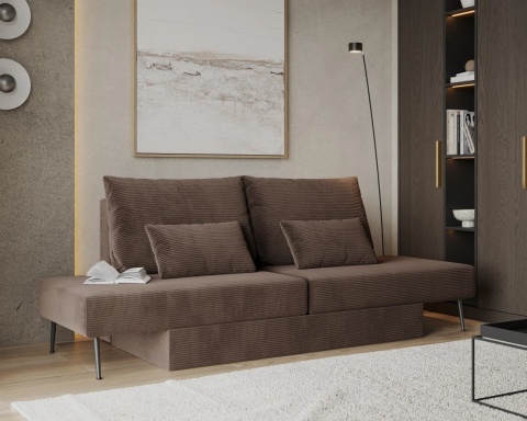 Narożnik modułowy MIRANO rozkładany, z poduszkami, tkanina sztruks - 240x103 - SZTRUKS - Brąz