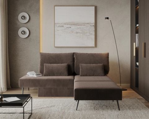 Narożnik modułowy MIRANO rozkładany, z poduszkami, tkanina sztruks - 240x103 - SZTRUKS - Brąz