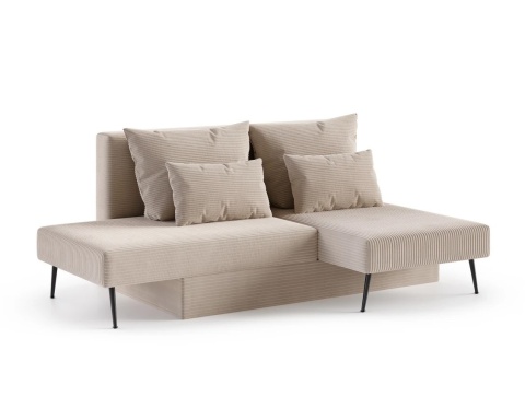Narożnik modułowy MIRANO rozkładany, z poduszkami, tkanina sztruks - 240x103 - SZTRUKS - Czarny