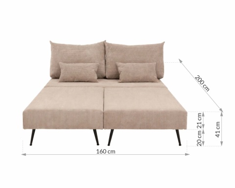 Narożnik modułowy MIRANO rozkładany, z poduszkami, tkanina sztruks - 240x103 - SZTRUKS - Czarny