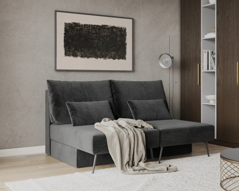 Narożnik modułowy MIRANO rozkładany, z poduszkami, tkanina sztruks - 240x103 - SZTRUKS - Czarny