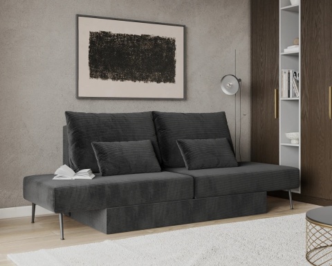 Narożnik modułowy MIRANO rozkładany, z poduszkami, tkanina sztruks - 240x103 - SZTRUKS - Czarny