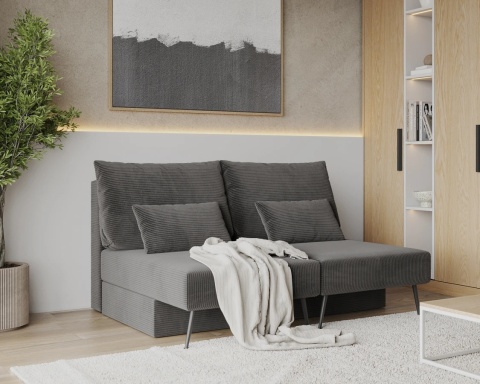Narożnik modułowy MIRANO rozkładany, z poduszkami, tkanina sztruks - 240x103 - SZTRUKS - Grafit