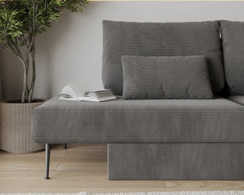 Narożnik modułowy MIRANO rozkładany, z poduszkami, tkanina sztruks - 240x103 - SZTRUKS - Grafit