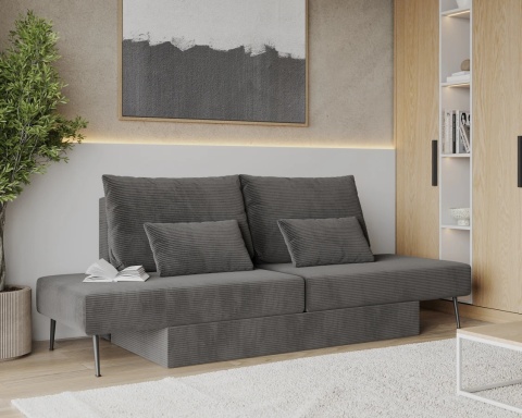 Narożnik modułowy MIRANO rozkładany, z poduszkami, tkanina sztruks - 240x103 - SZTRUKS - Grafit