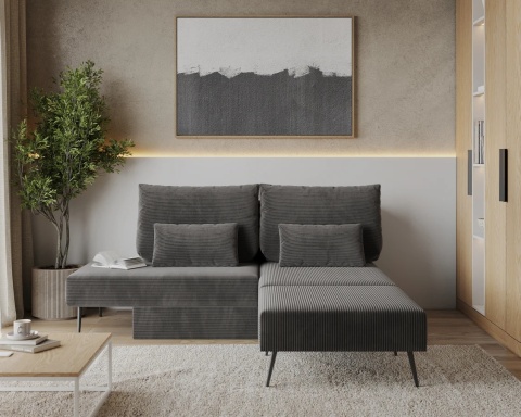 Narożnik modułowy MIRANO rozkładany, z poduszkami, tkanina sztruks - 240x103 - SZTRUKS - Grafit
