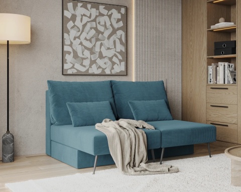 Narożnik modułowy MIRANO rozkładany, z poduszkami, tkanina sztruks - 240x103 - SZTRUKS - Granat