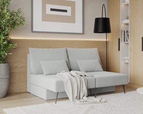 Narożnik modułowy MIRANO rozkładany, z poduszkami, tkanina sztruks - 240x103 - SZTRUKS - Szary