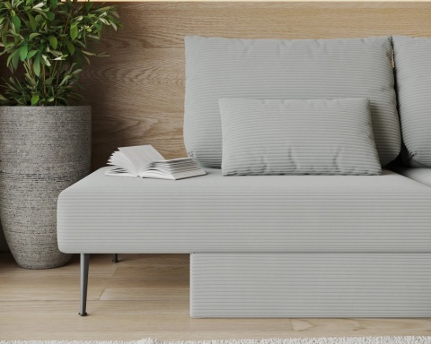 Narożnik modułowy MIRANO rozkładany, z poduszkami, tkanina sztruks - 240x103 - SZTRUKS - Szary