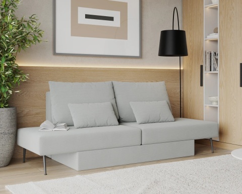Narożnik modułowy MIRANO rozkładany, z poduszkami, tkanina sztruks - 240x103 - SZTRUKS - Szary