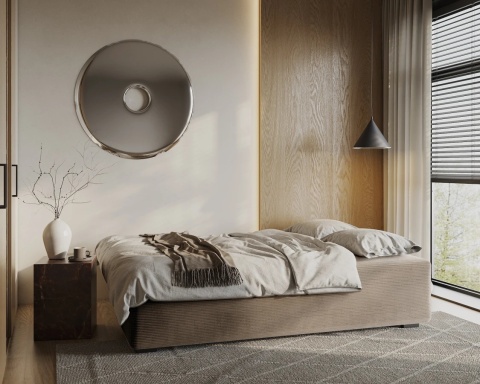 Sofa LINEA rozkładana, z poduszkami, tkanina: sztruks - 202x87 - SZTRUKS - Beż