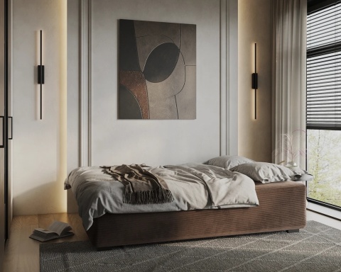 Wygodna Sofa LINEA rozkładana z poduszkami  202x87 SZTRUKS Brąz