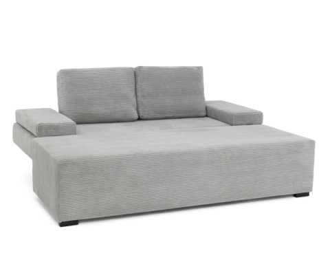 Sofa LINEA rozkładana, z poduszkami, tkanina: sztruks - 202x87 - SZTRUKS - Butelkowa zieleń