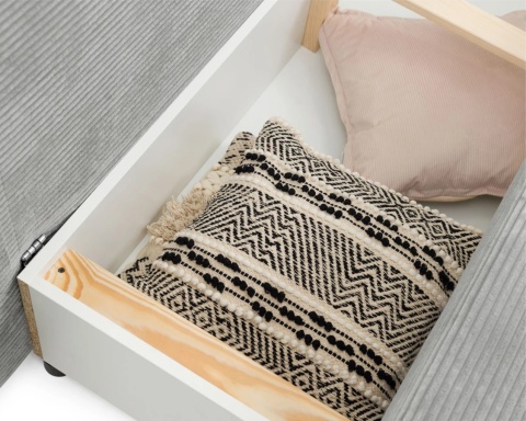 Sofa LINEA rozkładana, z poduszkami, tkanina: sztruks - 202x87 - SZTRUKS - Butelkowa zieleń