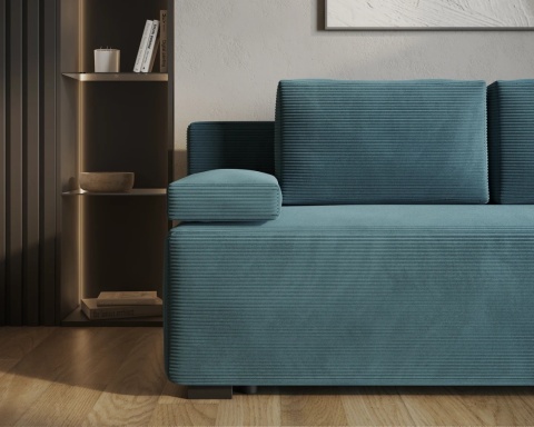 Wygodna Sofa LINEA rozkładana z poduszkami  202x87 SZTRUKS Granat