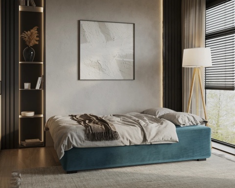 Wygodna Sofa LINEA rozkładana z poduszkami  202x87 SZTRUKS Granat