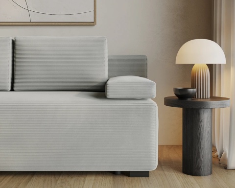 Sofa LINEA rozkładana, z poduszkami, tkanina: sztruks - 202x87 - SZTRUKS - Szary