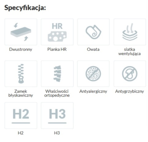 MATERAC H2H3 pianka HR dla Pary SELENE i HELIOS PLUS 160x200x15 Dormia