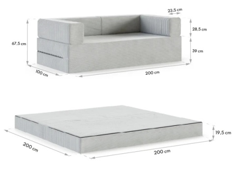 Sofa AVIO rozkładana, wymiary: 200x100x67,5 cm - 200x100 - SZTRUKS - Beż