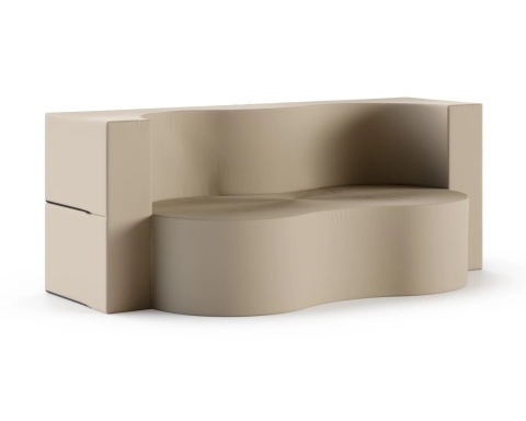 Sofa TWIST GARDEN sofa ogrodowa 3-osobowa, 120x200 cm, rozkładana do spania, 120x200 - TKANINA WODNOODPORNA Beżowa