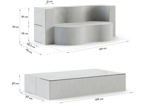 Sofa TWIST GARDEN sofa ogrodowa 3-osobowa, 120x200 cm, rozkładana do spania, 120x200 - TKANINA WODNOODPORNA Beżowa