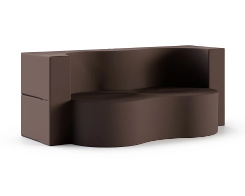 Sofa TWIST GARDEN sofa ogrodowa 3-osobowa, 120x200 cm, rozkładana do spania, 120x200 - TKANINA WODNOODPORNA Brązowa