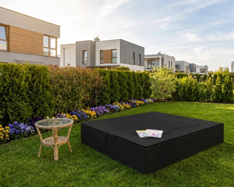 Sofa TWIST GARDEN sofa ogrodowa 3-osobowa, 120x200 cm, rozkładana do spania, 120x200 - TKANINA WODNOODPORNA Czarna