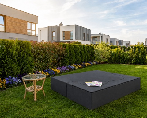 Sofa TWIST GARDEN sofa ogrodowa 3-osobowa, 120x200 cm, rozkładana do spania, 120x200 - TKANINA WODNOODPORNA Grafitowa