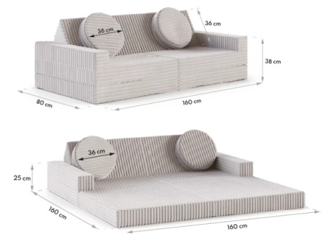 Sofa VARIANT wymiary: 160x80x60 cm - 160x160 - SZTRUKS - Turkus