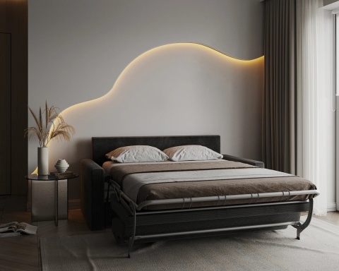 Sofa VIBO wymiary: 185x92x83 cm - 185x92 - SZTRUKS - Czarny