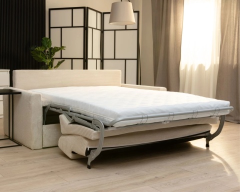 Uniwersalna Sofa z materacem VIBO wymiary 185x92x83 cm  SZTRUKS Krem