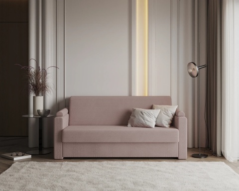 Uniwersalna Sofa z materacem VIBO wymiary 185x92x83 cm SZTRUKS Pudrowy róż