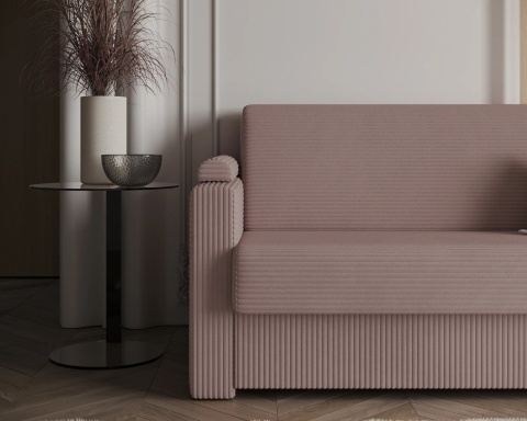 Uniwersalna Sofa z materacem VIBO wymiary 185x92x83 cm SZTRUKS Pudrowy róż