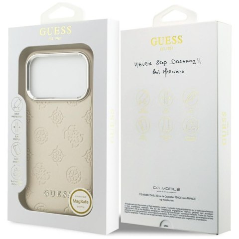 Guess Peony Hot Stamp Script MagSafe - Etui iPhone 17 Pro (beżowy)