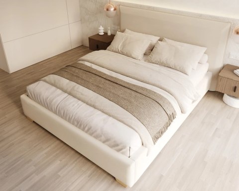 Łóżko tapicerowane PERFETTO z pojemnikiem i stelażem podnoszonym - 180x200 - PARIS - Cream