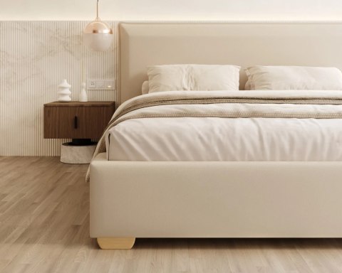 Łóżko tapicerowane PERFETTO z pojemnikiem i stelażem podnoszonym - 180x200 - PARIS - Cream